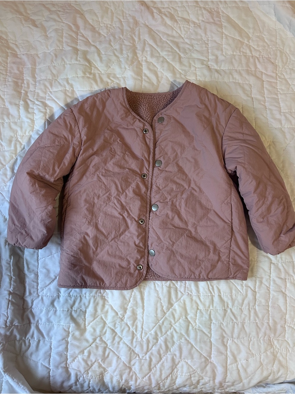Kids Quilted Jacket in Dusty Rose - Lightweight Coat